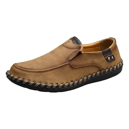 Herren Slipper Mokassin Weiche Leder Schuhe FüR Autofahrer LäSsig SchlüPfen Hausschuhe Flats rutschfeste Walkingschuhe Einfarbig Freizeitschuhe Ohne SchnüRsenkel Fahrschuhe Halbschuhe von generisch