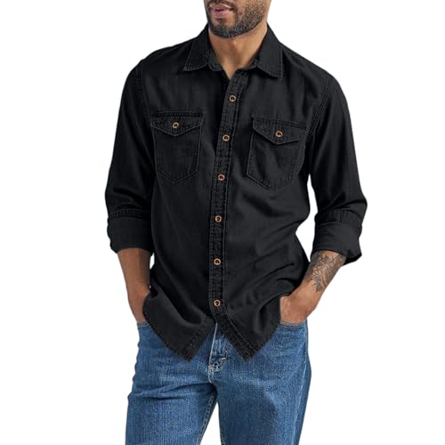 Jeans Hemd Herren Langarm - Hemden Herren Mit 2 Klappentasche Regular Fit Denim Hemdjacke Button-Down Langarmhemd LangäRmeliges Jeanshemd Cowboy-Style Kent-Kragen Businesshemd Männer Freizeit Hemd Jeans Hemd Herren Langarm - Hemden Herren Mit 2 Klappentasche Regular Fit Denim Hemdjacke Button-Down Langarmhemd LangäRmeliges Jeanshemd Cowboy-Style Kent-Kragen Businesshemd Männer Freizeit Hemd von generisch
