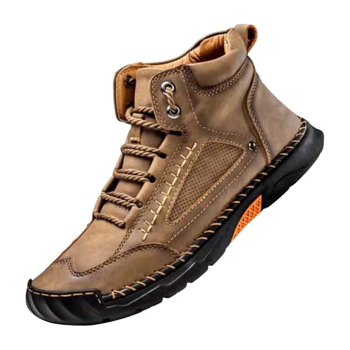Outdoor Wanderstiefel Herren Handgefertigte Leder Stiefel Wasserdicht Lederstiefel Rutschfest KnöChelhoch Boots Schlupfstiefel Bequeme VerschleißFest Trekkingschuhe Atmungsaktive Wanderschuhe von generisch