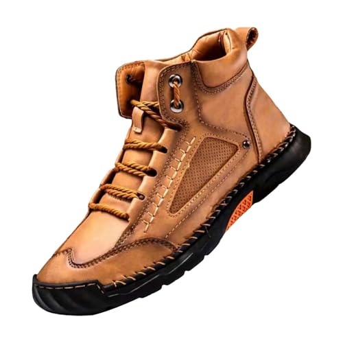 Outdoor Wanderstiefel Herren Handgefertigte Leder Stiefel Wasserdicht Lederstiefel Rutschfest KnöChelhoch Boots Schlupfstiefel Bequeme VerschleißFest Trekkingschuhe Atmungsaktive Wanderschuhe von generisch