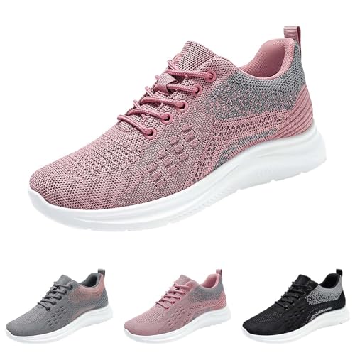 Sneaker Damen Mit Keilabsatz - Mesh Sportschuhe Damen Leicht Amtungsaktiv Turnschuhe Bequeme Laufschuhe Strick Stoff Freizeitschuhe rutschfeste Fitnessschuhe Joggingschuhe Walkingschuhe von generisch