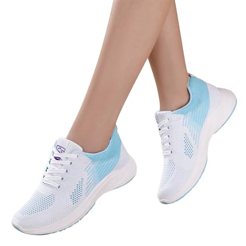 Sneaker Damen Mit Keilabsatz - Mesh Sportschuhe Damen Leicht Amtungsaktiv Turnschuhe Bequeme Laufschuhe Strick Stoff Freizeitschuhe rutschfeste Fitnessschuhe Joggingschuhe Walkingschuhe von generisch