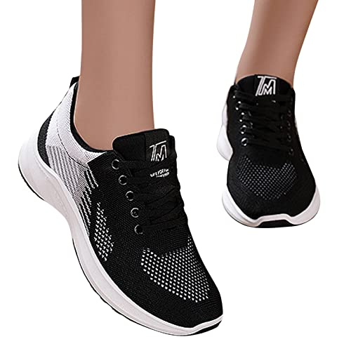 Sneaker Damen Mit Keilabsatz - Mesh Sportschuhe Damen Leicht Amtungsaktiv Turnschuhe Bequeme Laufschuhe Strick Stoff Freizeitschuhe rutschfeste Fitnessschuhe Joggingschuhe Walkingschuhe von generisch
