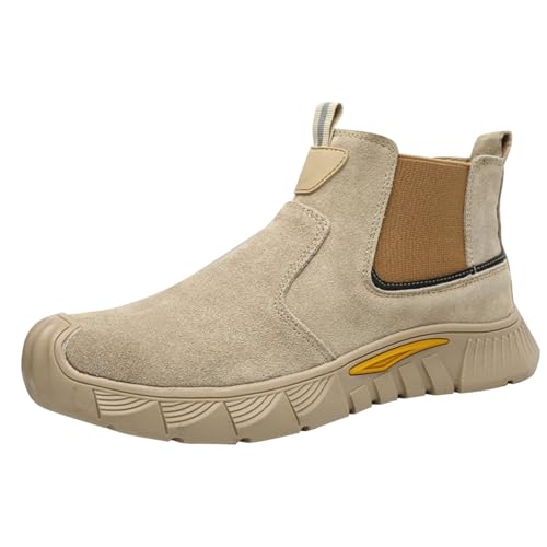 Stahlkappenschuhe Herren Stiefeletten Kurzstiefel Rutschfeste Arbeitsstiefel Slip On Sicherheitsschuhe Wasserdicht Outdoor VerschleißFeste Anti-Smash Und Anti-Punktur Schutzschuhe KnöChelhoch Stiefel von generisch