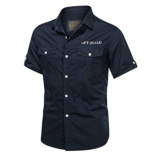 Taktisches Hemd Herren Outdoor Angeln Hemden Arbeitshemden Mit 2 Brusttasche Atmungsaktive Funktionshemd Schnelltrocknend Wandershirt Kampfshirt Slim-Fit Herrenhemden Kurzarmhemd Männer Freizeithemd von generisch