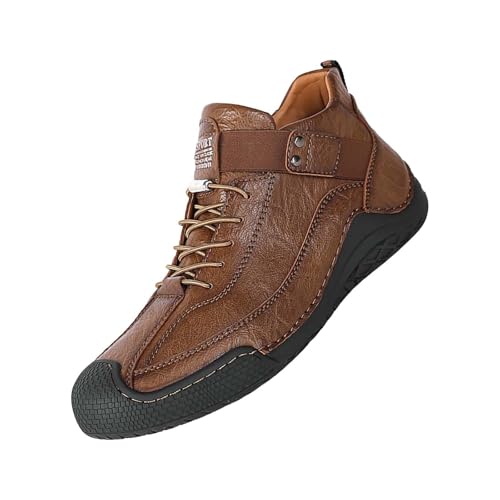 Wasserdichte Wanderschuhe Herren Aus Leder High Top Lederschuhe Herbst Outdoor Stiefeletten VerschleißFeste Rutschfeste Trekkingschuhe Eifnarbig Wanderstiefel Kletterschuhe Kurzstiefel von generisch