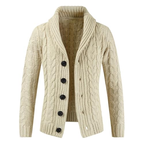 generisch Dicke Strickjacke Herren Langarm Cardigan Warm Trachtenjacke Mode Schlichter Pullover Knöpfe Sweatjacke Strickjacke Herren Pullover V Ausschnitt Leichte Elegant Winterjacke von generisch