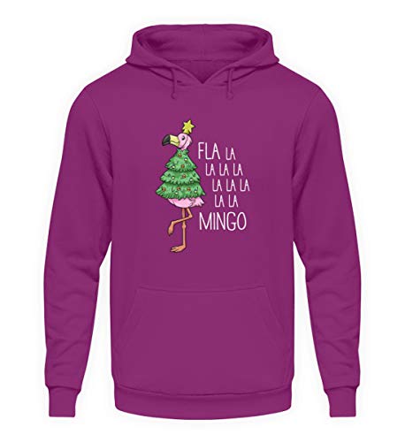 generisch FLA lamingo Weihnachtsbaum Weihnachten lustiger Flamingo Pulli Geschenk - Unisex Kapuzenpullover Hoodie -XXL-Magenta Magic von generisch