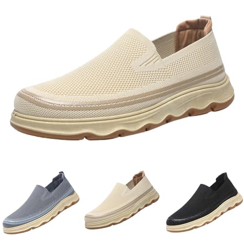 generisch Herren Freizeitschuhe Mesh Casual Schuhe Weiche Sohle Walkingschuhe Sommer Sportschuhe Slip On Sneakers Flache Loafers rutschfeste Halbschuhe Low Top Schlupfschuhe Fitness Joggingschuhe von generisch