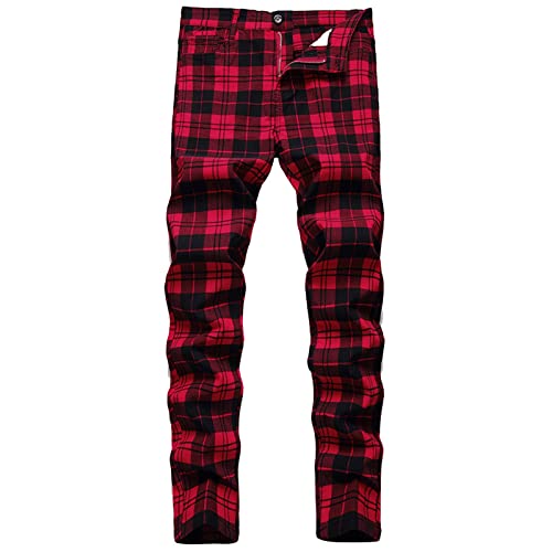 generisch Herren Karierte Hose Business Arbeitshose Slim Fit Chino Hose Trainingshose Sweatpant Jogginghose Sporthose Chinohose Regular Fit Stretch Hose Karo-Muster Herren Walkinghose Freizeithose von generisch