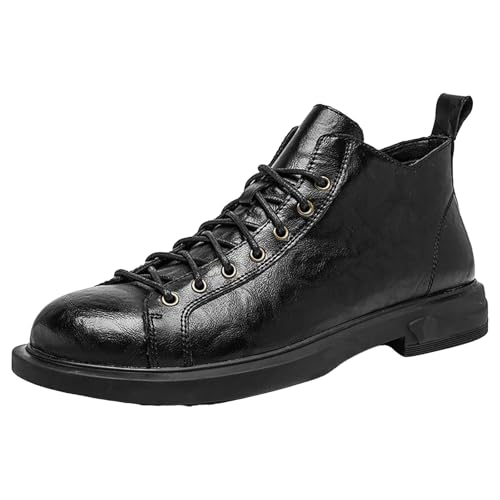 generisch Herren Stiefeletten Niedrige AbsäTze Kurzstiefel Weiche Sohle Stiefel Moderne Vintage KnöChelhoch Boots Einfarbig Lederstiefel Wasserdicht Outdoor Arbeitsschuhe Wanderstiefel von generisch