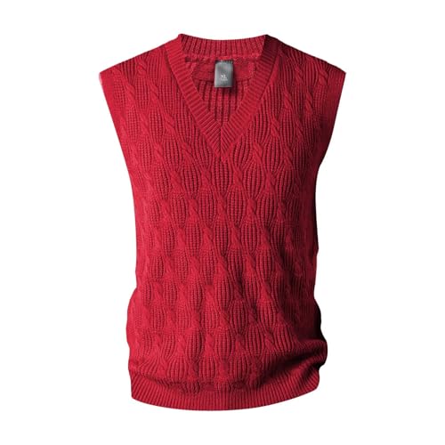 generisch Herren Strickweste Pulunder Ärmellos Zopfstrick V-Ausschnitt aus Wollmischung Herren Strick Pullunder V-Ausschnitt, Jacquard Strickweste, Strickpulli Herren Ärmellos von generisch