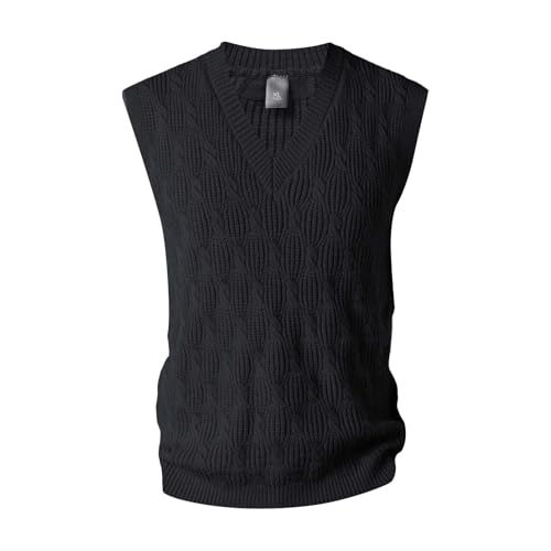 generisch Herren Strickweste Pulunder Ärmellos Zopfstrick V-Ausschnitt aus Wollmischung Herren Strick Pullunder V-Ausschnitt, Jacquard Strickweste, Strickpulli Herren Ärmellos von generisch