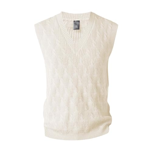 generisch Herren Strickweste Pulunder Ärmellos Zopfstrick V-Ausschnitt aus Wollmischung Herren Strick Pullunder V-Ausschnitt, Jacquard Strickweste, Strickpulli Herren Ärmellos von generisch