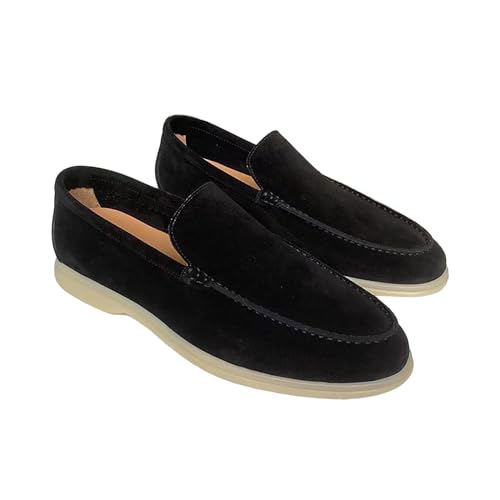 generisch Loafer Herren Wildleder Slippers Slip On Freizeitschuhe Flache Leicht Walkingschuhe Lässige Bootsschuhe für Herren Breite Ohne SchnüRsenkel Walkingschuhe Fahrschuhe Modische Low Top Schuhe von generisch