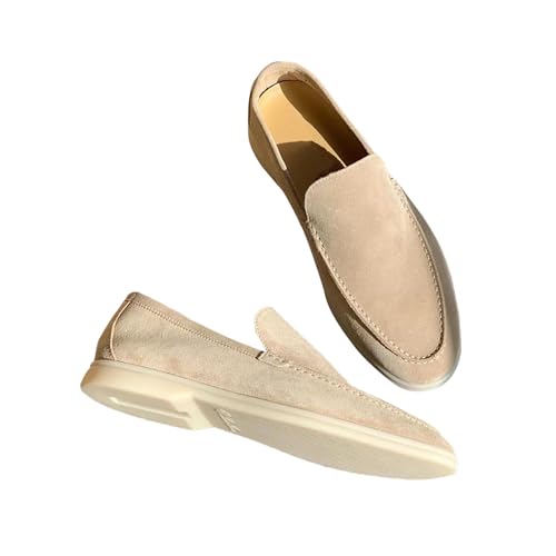 generisch Loafer Herren Wildleder Slippers Slip On Freizeitschuhe Flache Leicht Walkingschuhe Lässige Bootsschuhe für Herren Breite Ohne SchnüRsenkel Walkingschuhe Fahrschuhe Modische Low Top Schuhe von generisch