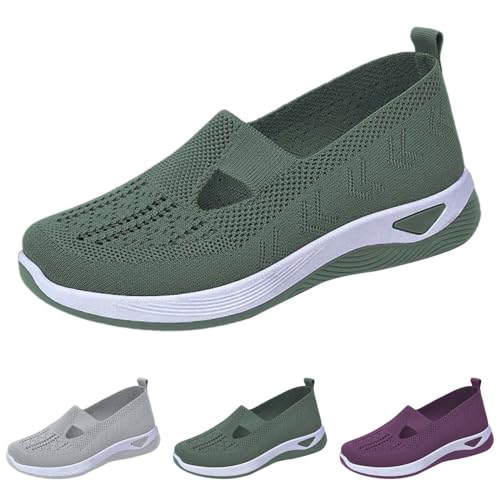 generisch OrthopäDische Schuhe Damen Sommer Bequeme Diabetiker Walkingschuhe Leichte Freizeitschuhe Breite FüßE Fitness Joggingschuhe Mesh Strick Sneaker Atmungsaktive Laufschuhe Slip On Sportschuhe von generisch
