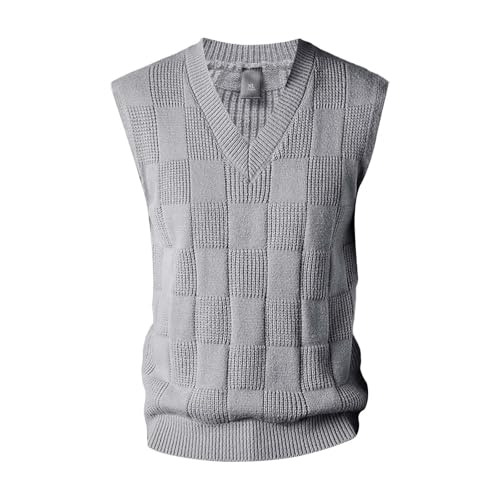 generisch Pullunder für Herren Strickwesten Wollmischung mit V-Ausschnitt Pullunder Strickweste Slim Classic Business Gentleman Strickwaren Strick Weste Autumn Winter Pullunder Pullover von generisch
