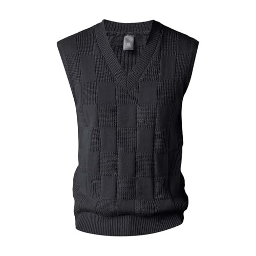 generisch Pullunder für Herren Strickwesten Wollmischung mit V-Ausschnitt Pullunder Strickweste Slim Classic Business Gentleman Strickwaren Strick Weste Autumn Winter Pullunder Pullover von generisch