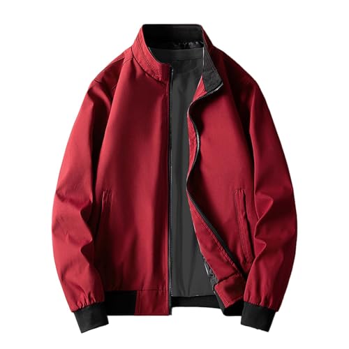 generisch Sommerjacke Herren Leicht Sportlich Bomberjacke Herren College Jacke Herren Bomberjacke Sommer Leichte Winddichte üBergangsjacke College Blouson Mit Rundhalsausschnitt ReißVerschlusstaschen von generisch
