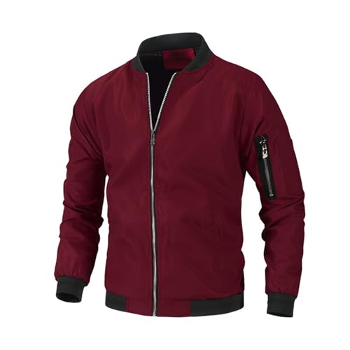 generisch Sommerjacke Herren Leicht Sportlich Bomberjacke Herren College Jacke Herren Bomberjacke Sommer Leichte Winddichte üBergangsjacke College Blouson Mit Rundhalsausschnitt ReißVerschlusstaschen von generisch