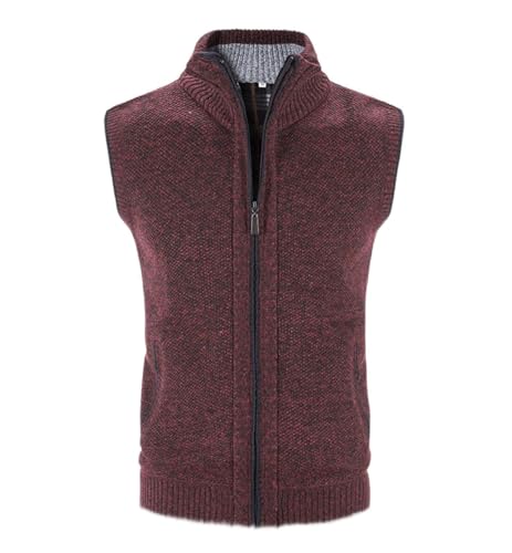 generisch Strickjacke Herren, Herren mit Stehkragen Fleece-Fütterung Ärmellose Strickjacke Pullunder Strickweste mit Reißverschluss Dicker Gilet Winterweste für warme Weste Outdoor Freizeitweste L von generisch