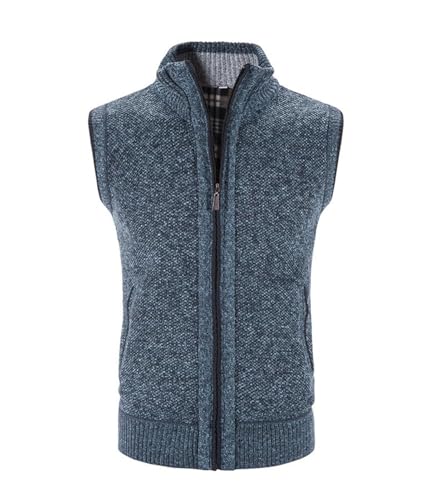 generisch Strickjacke Herren, Herren mit Stehkragen Fleece-Fütterung Ärmellose Strickjacke Pullunder Strickweste mit Reißverschluss Dicker Gilet Winterweste für warme Weste Outdoor Freizeitweste L von generisch