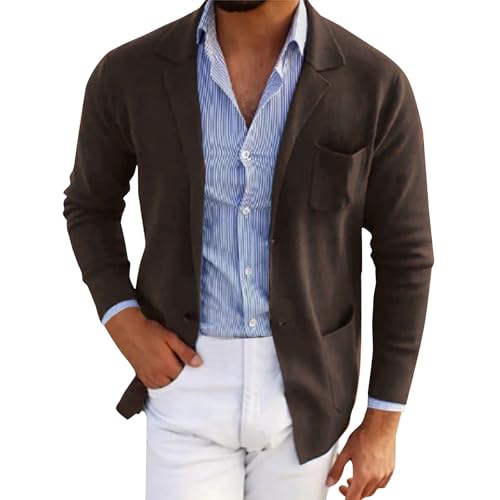 generisch Strickjacke Herren Pullover V Ausschnitt Cardigan Winterjacke Klassischer Winter Warme Weiche Strickjacken mit Knöpfe und Taschen für Männer Herren Strickmantel Sportlich Strickjacke von generisch