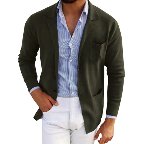 generisch Strickjacke Herren Pullover V Ausschnitt Cardigan Winterjacke Klassischer Winter Warme Weiche Strickjacken mit Knöpfe und Taschen für Männer Herren Strickmantel Sportlich Strickjacke von generisch