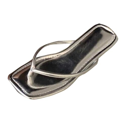 generisch Walking Schuhe Damen Weit Damen-Hausschuhe für den, elegante und lässige flache Strand-Flip-Flops Schuhe Damen Winterstiefel Sexy (Silver, 38) von generisch