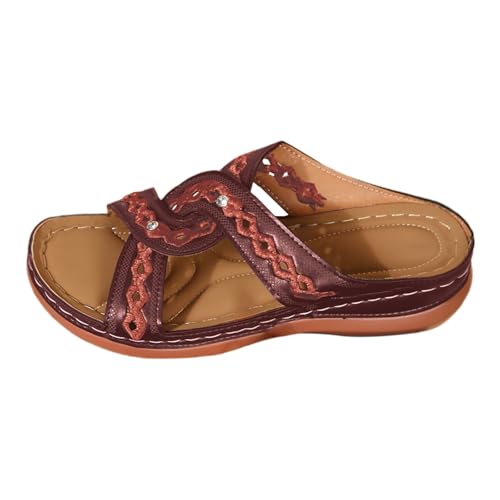 generisch Yoga Schuhe Damen Damen Strandschuhe mit schrägem Absatz, hohl, lässig, Hausschuhe, Schuhe mit schräger Sohle, Sandalen Ballerina Schuhe Damen Sportlich (Brown, 40) von generisch