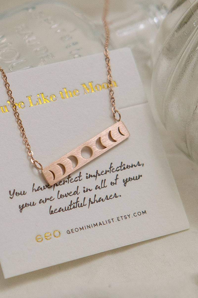 Inspirieren Mond Phasen Halskette Celestial Schmuck Astrologie Beste Freundin Geschenk Für Sie Freundschaft Einzigartige Weihnachtsgeschenk von geominimalist
