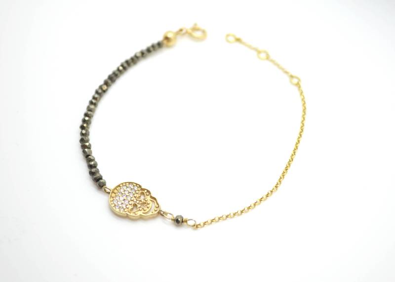 Schädel Armband | Funkelnde Pyrit von georgiaroidou