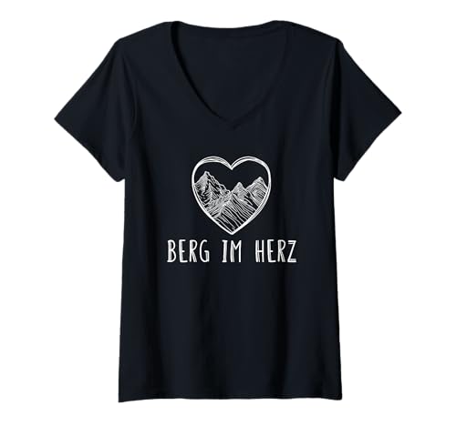 Damen berg im herz T-Shirt mit V-Ausschnitt Damen berg im herz T-Shirt mit V-Ausschnitt von germanhoangsayingquotes deutschfunclubs
