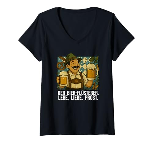 Damen Der Bierflüsterer Live Love Cheers T-Shirt mit V-Ausschnitt Damen Der Bierflüsterer Live Love Cheers T-Shirt mit V-Ausschnitt von germansayingllchoangquotes deutschhuyfunclubs