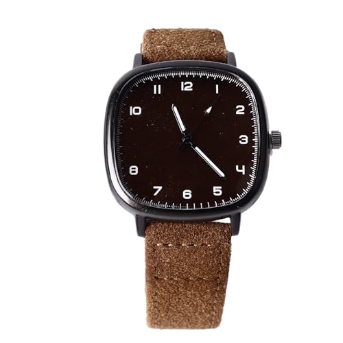 Quarzuhr, Quadratische Uhr für Herren, Modische, Elegante, Minimalistische Chronographenuhr mit PU-Lederarmband für den Täglichen Gebrauch, Genaue Zeit von gernie