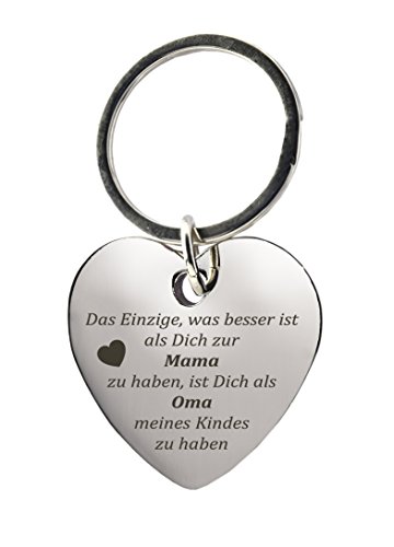 Schlüsselanhänger Herz mit Gravur"Das Einzige was besser ist als Dich zur Mama zu haben, ist Dich als Oma meines Kindes zu haben" -Muttertag oder als Geschenk zu Weihnachten von geschenke-fabrik.de
