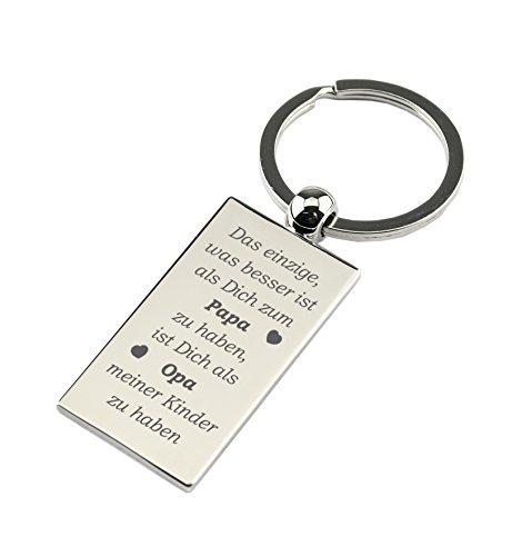 geschenke-fabrik.de Schlüsselanhänger Rechteck Chrom mit Gravur Das Einzige was besser ist als Dich zum Papa zu haben, ist Dich als Opa meiner Kinder zu haben von geschenke-fabrik.de