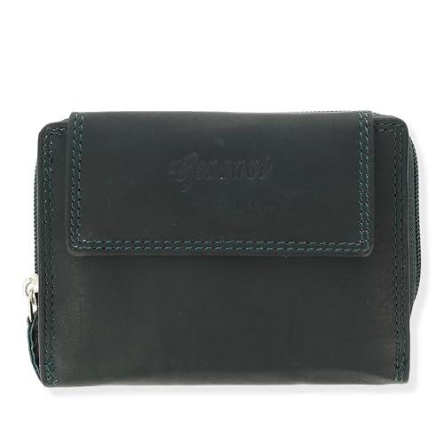 Gessaci Damen Leder Geldbörse mit RFID Schutz klein, kleines Portemonnaie aus Echtleder mit großer Kapazität, 13 Fächer, Münzfach, Geldbeutel für Frauen Mädchen (F Grün) von gessaci