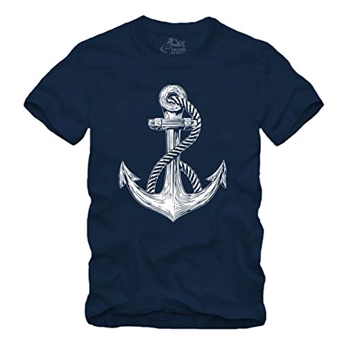 Anker - I T-Shirt S - XXXXL Viele Farben Kapitän Nautical Sailor Segeln Seemann Meer Seefahrt Old School Anchor (XXL, Navy) von gestofft