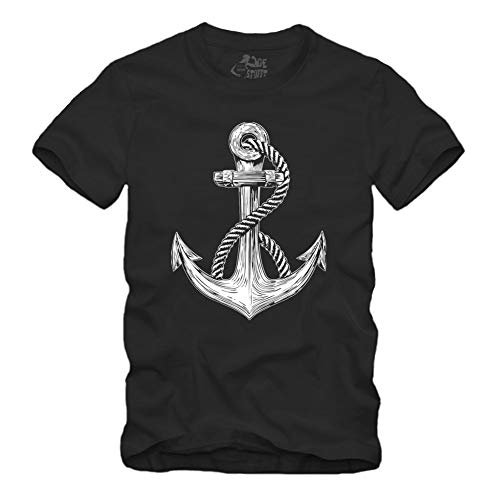 Anker - II T-Shirt S - XXXXL Viele Farben Kapitän Nautical Sailor Segeln Seemann Meer Seefahrt Old School Anchor (XXXL, Schwarz) von gestofft