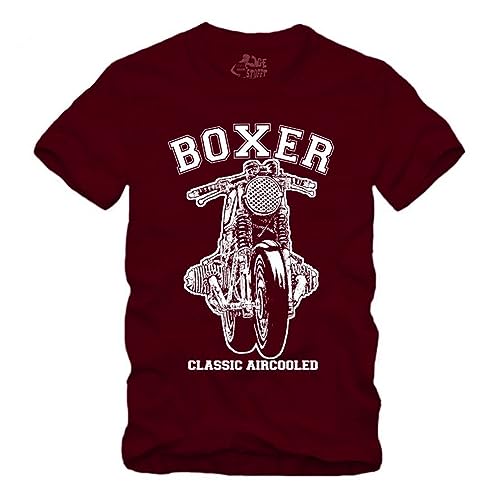 Boxer Cafe Racer - Airhead - Maroon T-Shirt S-XXL R100 Geschenke für Motorradfahrer Biker (M) von gestofft