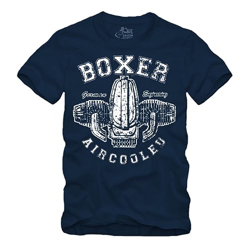 Boxer Motor Aircooled - Vintage - Navy T-Shirt R100 Geschenke für Motorradfahrer Biker (XL) von gestofft