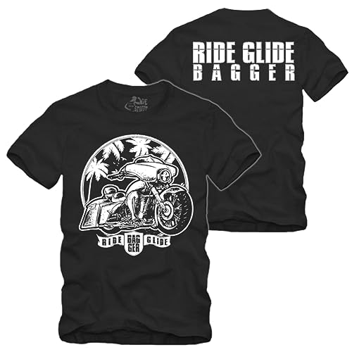 Ride Glide - Bagger - T-Shirt schwarz S-XXXXL Motorrad Geschenk Touring Bike (as3, Alpha, l, Regular, Regular) von gestofft