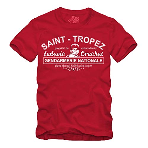 Saint Tropez Gendarmerie Nationale T-Shirt Louis de Funes Balduin Saint Tropez Fantomas (L, Rot) von gestofft