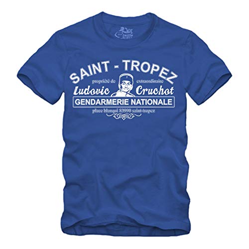 Saint Tropez Gendarmerie Nationale T-Shirt Louis de Funes Balduin Saint Tropez Fantomas (M, Blau) von gestofft