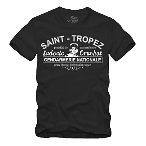 Saint Tropez Gendarmerie Nationale T-Shirt Louis de Funes Balduin Saint Tropez Fantomas (XXL, Schwarz) von gestofft