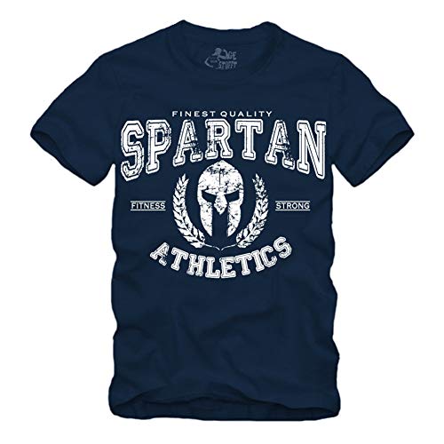 Spartan Athletic - T-Shirt Sparta Griechen Gym 300 Spartiaten Lionidas (XL, Navy) von gestofft