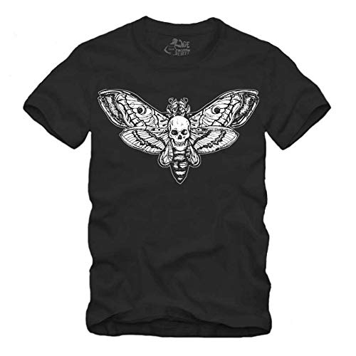 Totenkopfschwärmer - T-Shirt Nachtschwärmer Gothic Metal Falter Schmetterling (XXXXL, Schwarz) von gestofft