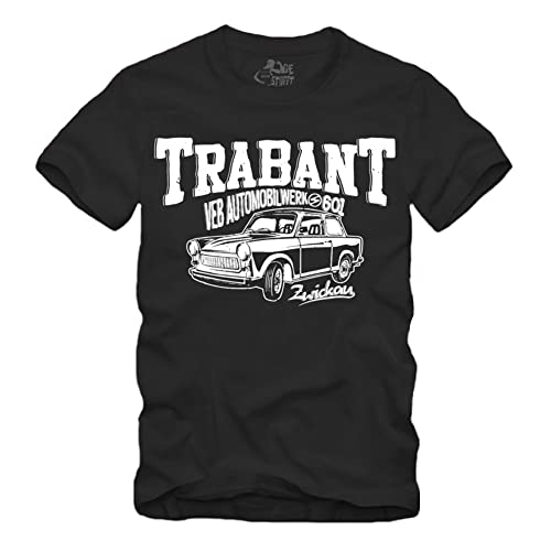 Trabant Zwickau - T-Shirt VEB 2 Takt Racing Trabant 601 DDR IFA Trabbi Ossi (XL, Schwarz) von gestofft